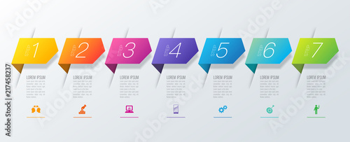 Infographics design vector and business icons with 7 options.