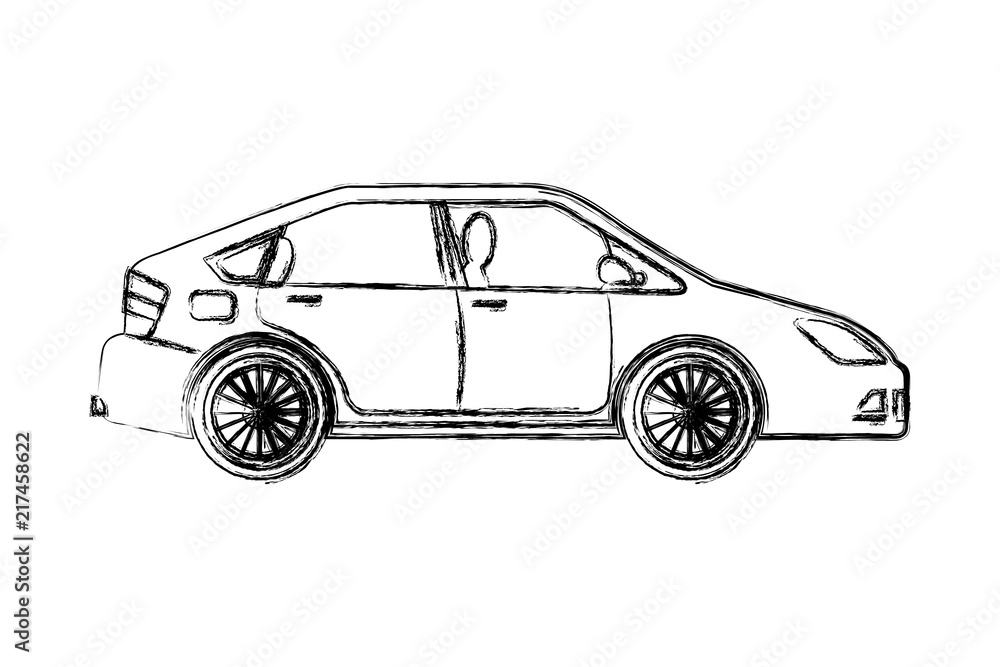 car vehicle sedan automobile transport hand drawing design