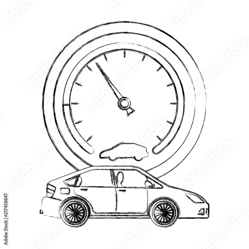 car transport and speedometer industry hand drawing design