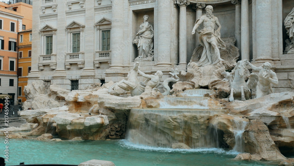 Rome Trevi Fountain Architecture And Landmark In City Center front view