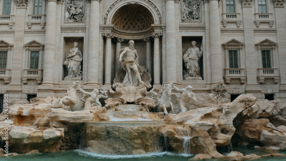 Rome Trevi Fountain Architecture And Landmark In City Center front view