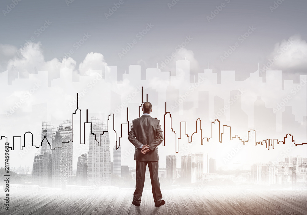 Motivation and inspiration concept with modern cityscape and bus Motivation and inspiration concept with modern cityscape and bus