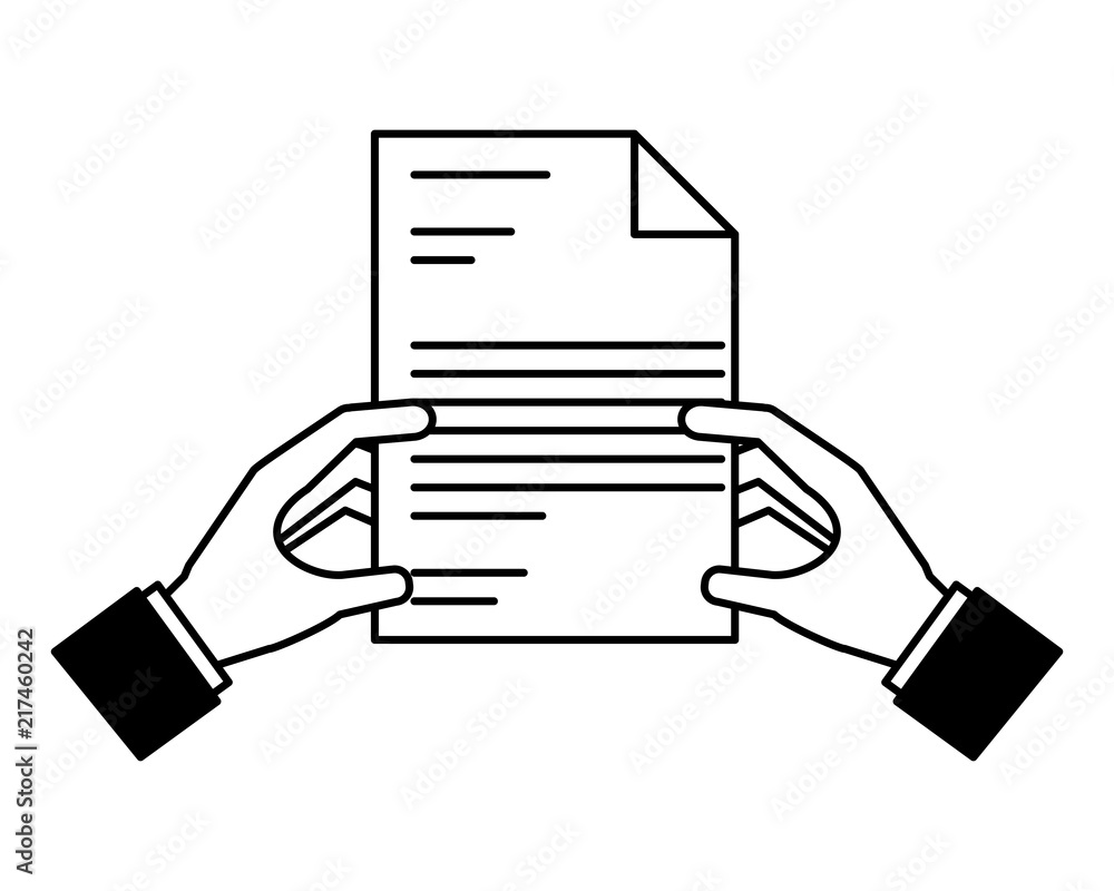 hands with document file isolated icon hands with document file isolated icon