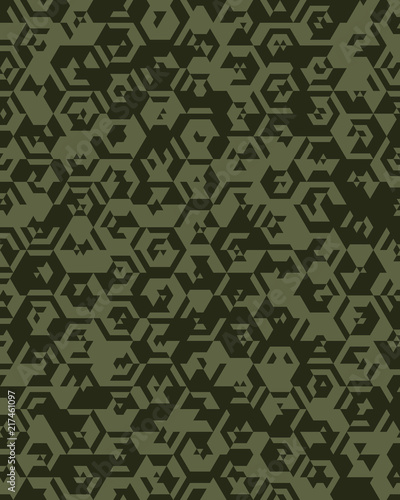 Camouflage pattern background seamless vector illustration. Military fashionable abstract geometric texture.