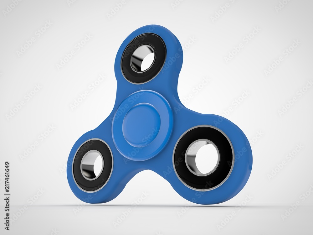 The image of the blue spinner of blue plastic, and the bearings are black on a white background. Mechanism, the gear rotation The idea of movement, of perpetual motion, accuracy and speed 3D rendering The image of the blue spinner of blue plastic, and the bearings are black on a white background. Mechanism, the gear rotation The idea of movement, of perpetual motion, accuracy and speed 3D rendering