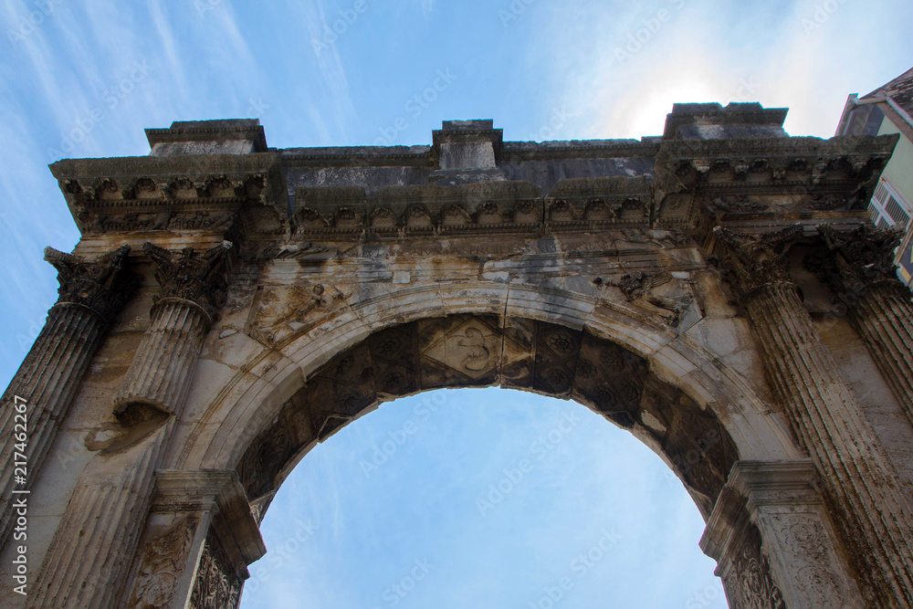 Ancient Roman triumphal Arch of the Sergii