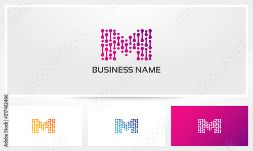 Letter M Dots Nodes Logo