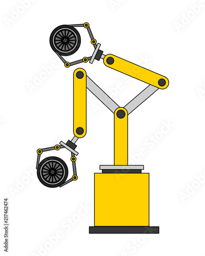 robot arm for automotive engineering with car wheel