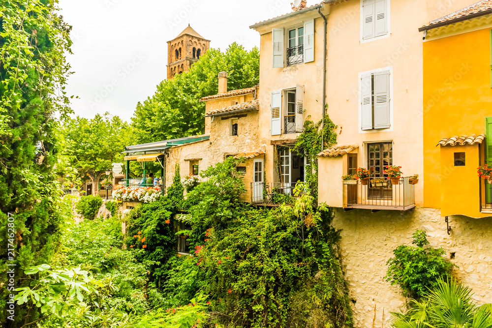 Ancient medieval village Moustiers Sainte Marie, Provence, Verdon in France