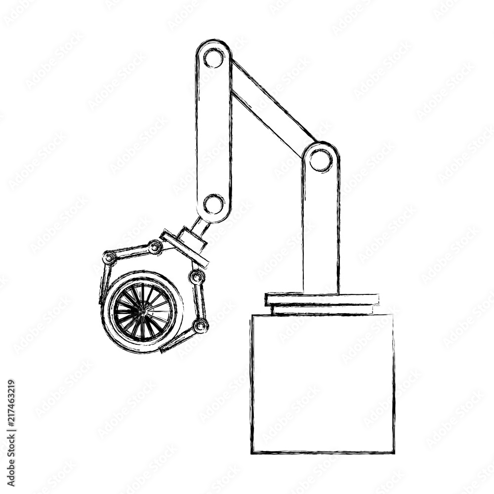 robot arm for automotive engineering with car wheel robot arm for automotive engineering with car wheel