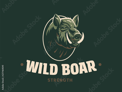 Stampa su tela Wild boar with tusks.