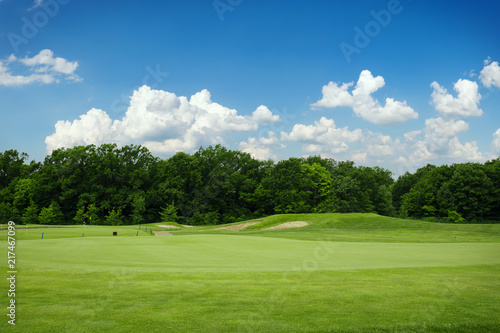 Lawn and sand bunkers for golfing on golf course