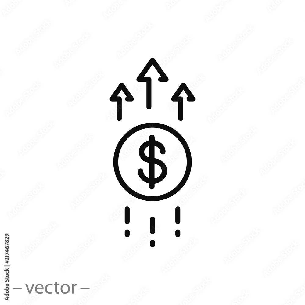 Financial growth icon, linear sign isolated on white background - editable vector illustration eps10 Financial growth icon, linear sign isolated on white background - editable vector illustration eps10