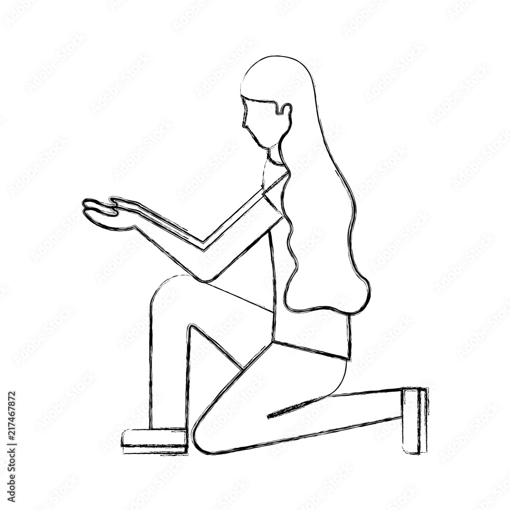 knee woman support gesture character vector illustration hand drawing knee woman support gesture character vector illustration hand drawing