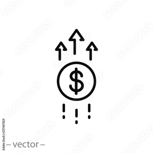 Financial growth icon, linear sign isolated on white background - editable vector illustration eps10