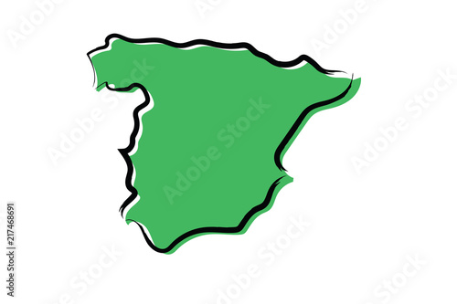 Stylized green sketch map of Spain