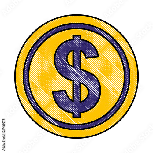 dollar coin money currency economy vector illustration