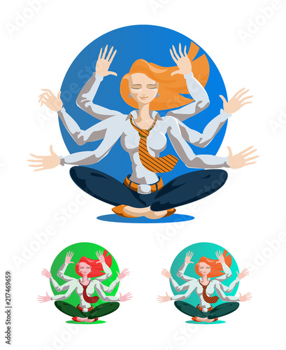 Businesswoman with many hands