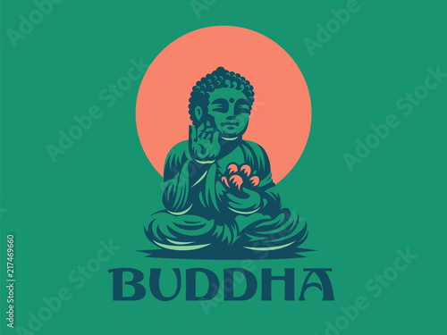 Buddha. Vector emblem.