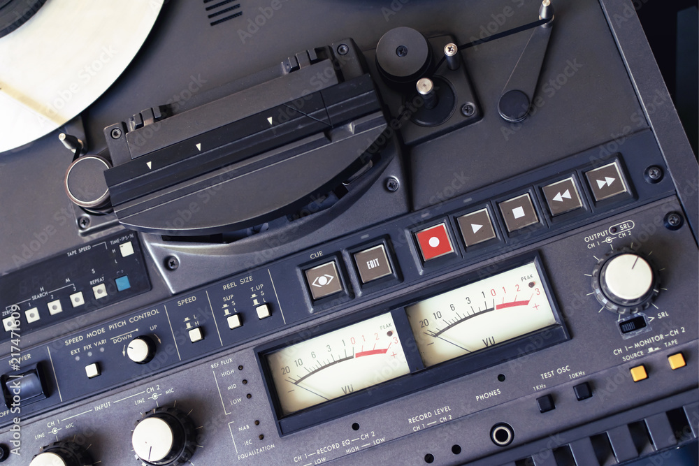 retro audio film player with volume indicator. close retro audio film player with volume indicator. close