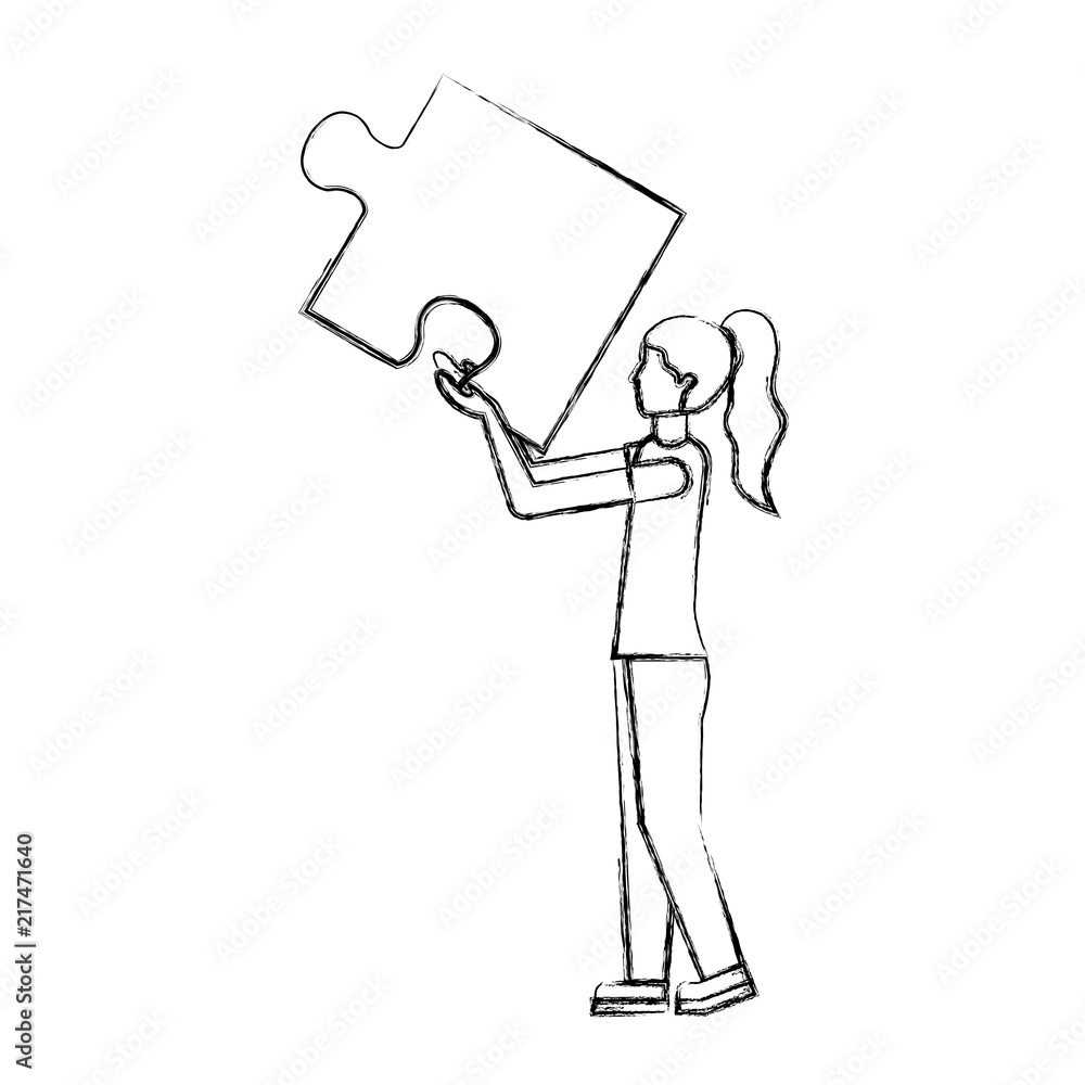 Premium Vector  Puzzle in hand. business concept man put piece of