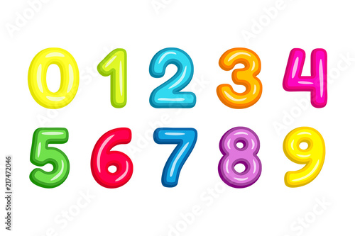 Colorful  kid font numbers vector illustration isolated on white