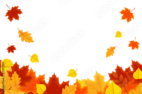 Vector background with red  orange  brown and yellow  autumn lea