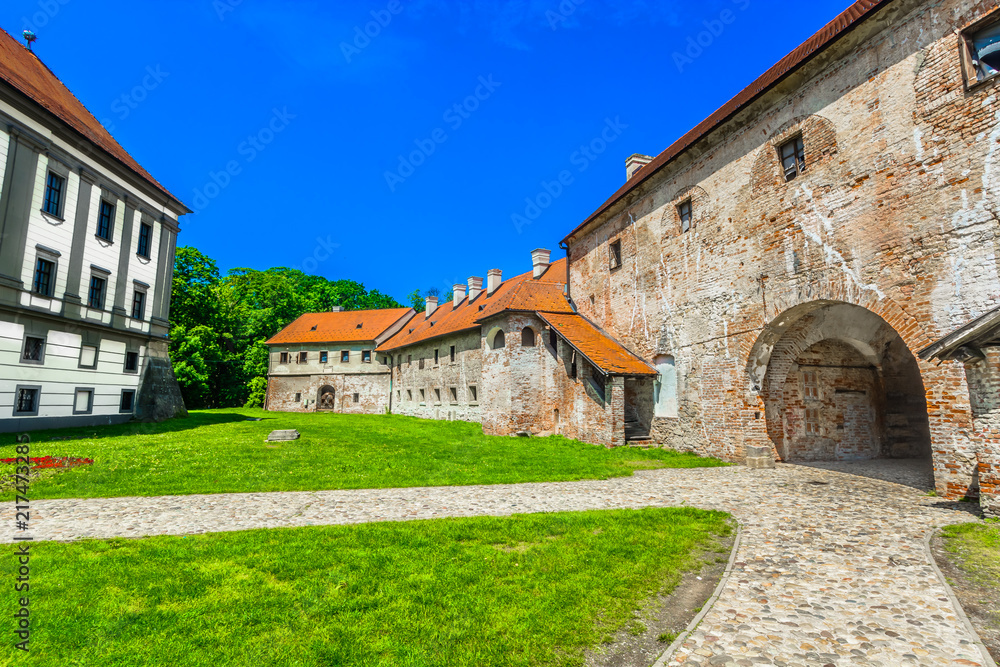 Cakovec museum architecture Croatia. / Scenic view at medieval architecture in old town Cakovec, famous tourist place in Međimurje, Croatia.