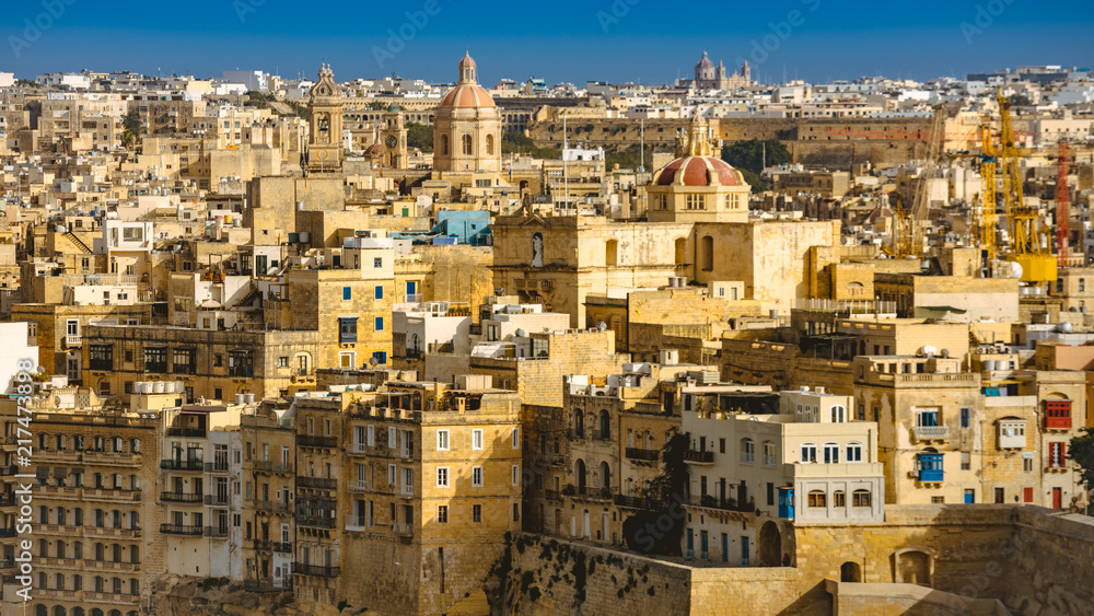Naklejka premium Malta Valletta closeup of ancient city