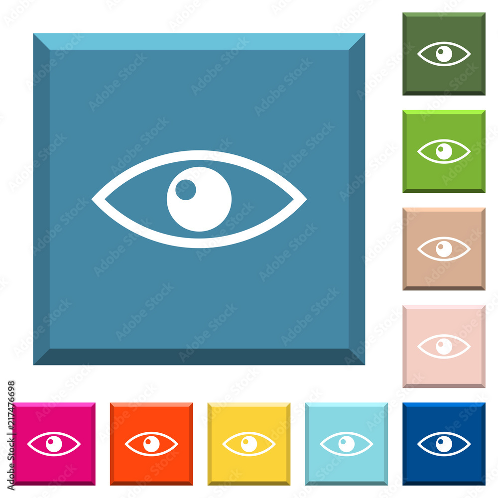 Eye white icons on edged square buttons Eye white icons on edged square buttons