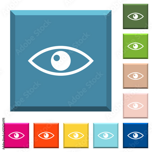 Eye white icons on edged square buttons