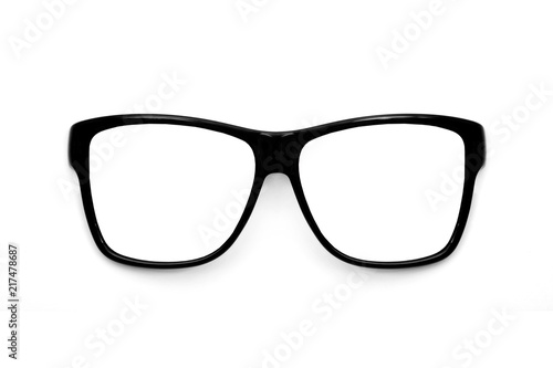 Black glasses isolated on white background for applying on a portrait