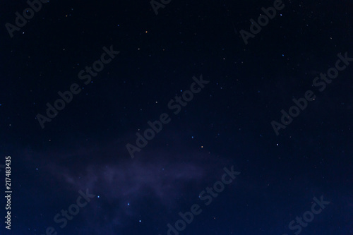Blue dark night sky with many stars. Milky way cosmos background. The stars in the night sky. Starry blue night sky. Night scape with beautiful starry sky. Star texture. Space background