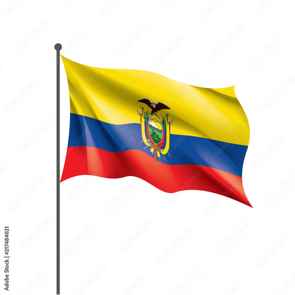 Ecuador flag, vector illustration on a white background Ecuador flag, vector illustration on a white background