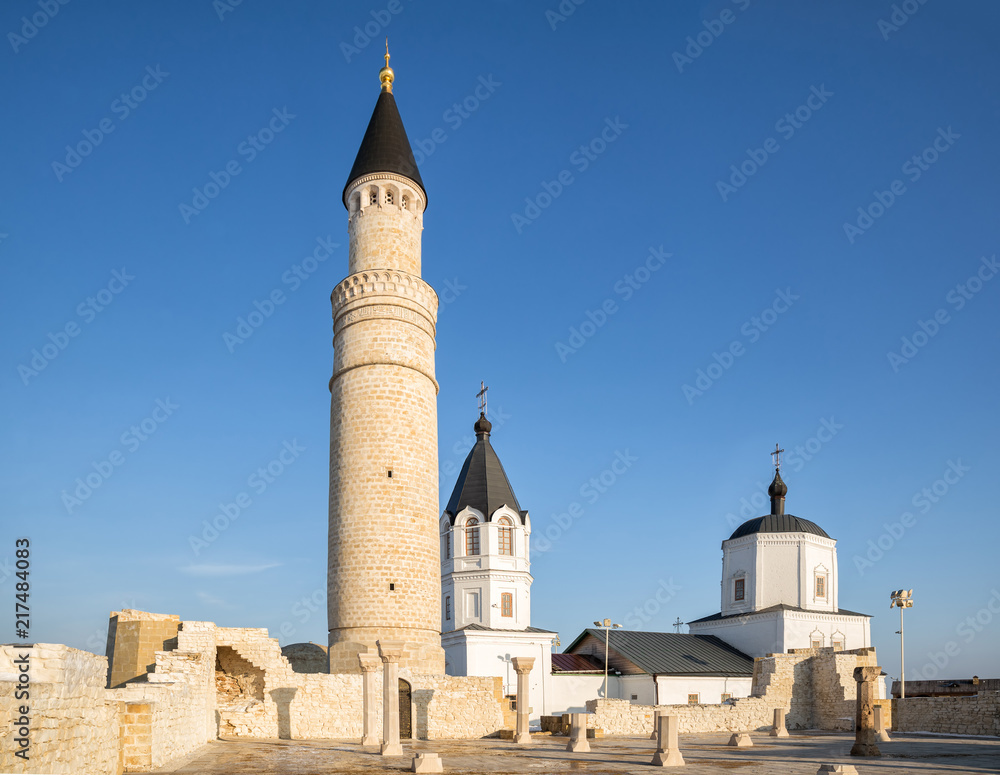 Bolgar Historical and Archaeological Complex, Big Minaret, ruins of Cathedral Mosque and  Orthodox Assumption Church