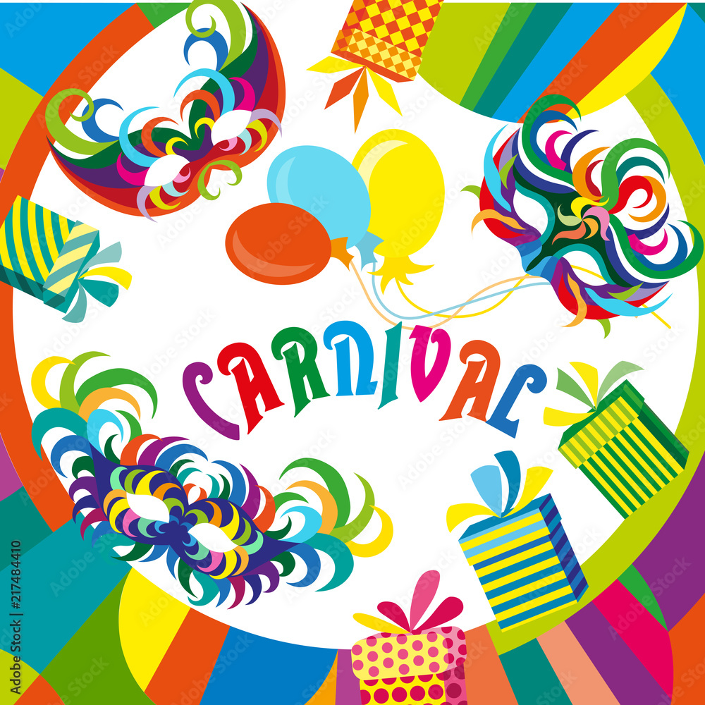 Obraz premium Masquerade party mask set. Happy Carnival Festive Concept .