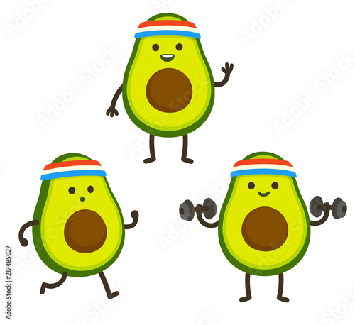 Funny cartoon avocado character