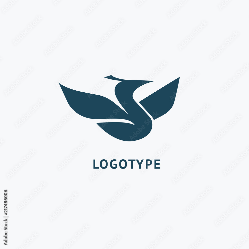 Bird silhouette logo. Vector abstract minimalistic illustration flying fowl. Pigeon icon. Bird silhouette logo. Vector abstract minimalistic illustration flying fowl. Pigeon icon.
