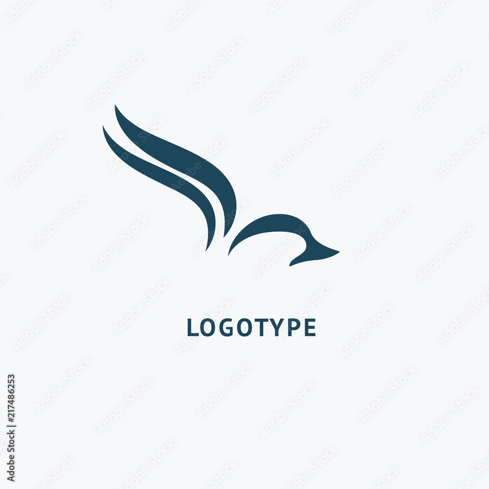 Bird silhouette logo. Vector abstract minimalistic illustration flying fowl. Pigeon icon. Bird silhouette logo. Vector abstract minimalistic illustration flying fowl. Pigeon icon.