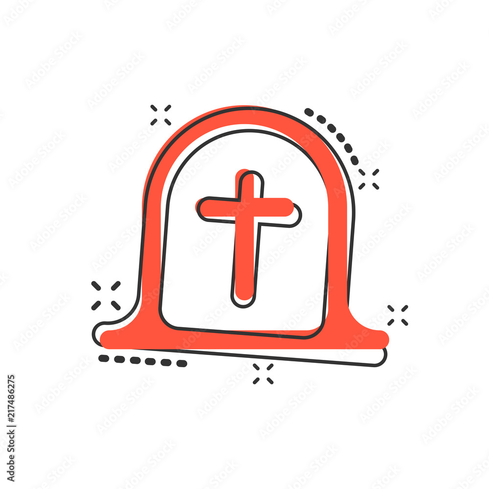 Vector cartoon halloween grave icon in comic style. Gravestone sign illustration pictogram. Rip business splash effect concept. Vector cartoon halloween grave icon in comic style. Gravestone sign illustration pictogram. Rip business splash effect concept.