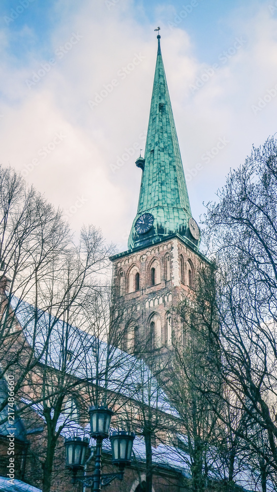 St. Jacob Catholic Cathedral of Riga, Latvia. Retro styled photography