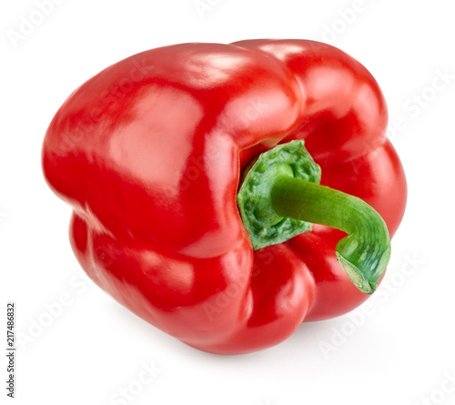 ripe red pepper vegetable isolated on white background