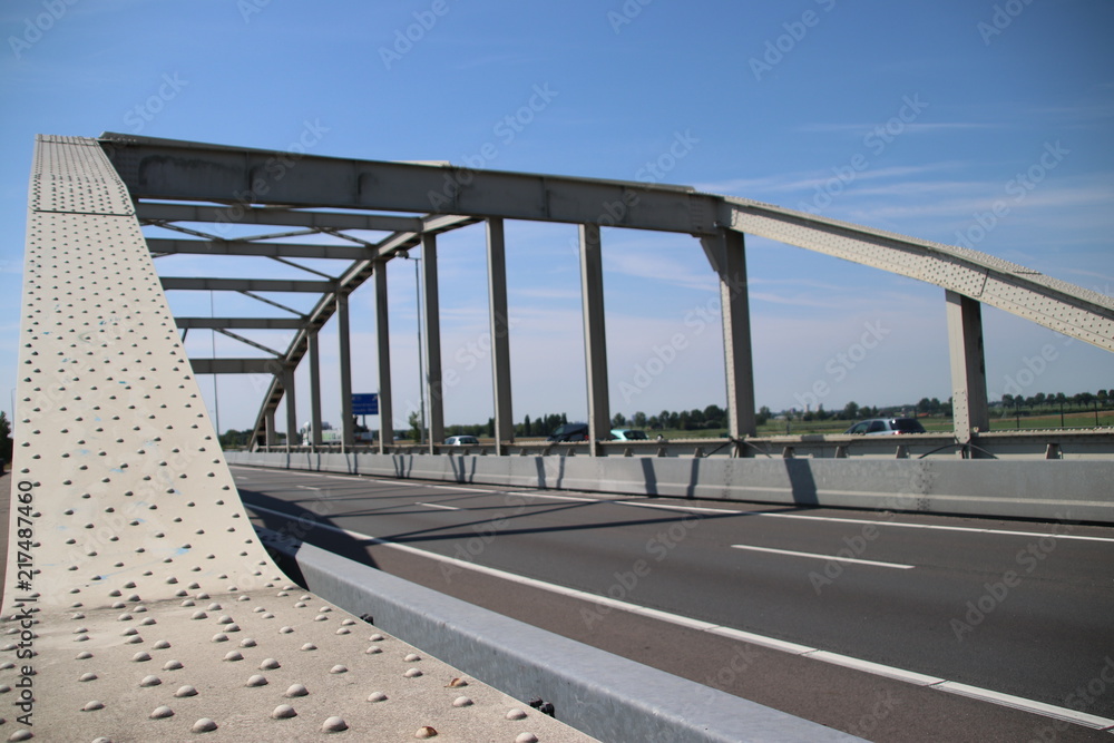 Bridge over the railway tracks at Moordrecht in motorway A20 in the Netherlands