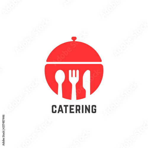 red catering service logo isolated on white