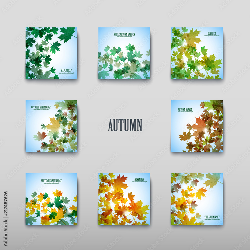 Illustration autumn motif. Maple leaves. Vector background