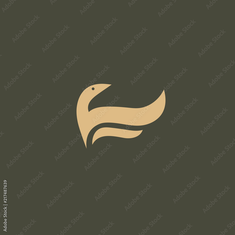 Obraz premium Bird silhouette logo. Vector abstract minimalistic illustration flying fowl. Pigeon icon.