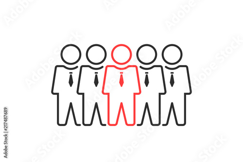 group of thin line people like leadership or teamwork