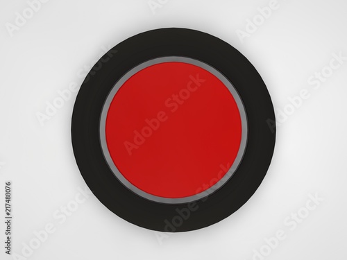 Free Download The image of the red washers, buttons in the center of the red ring. A sign of danger. 3D rendering on white background. - GFXLoad