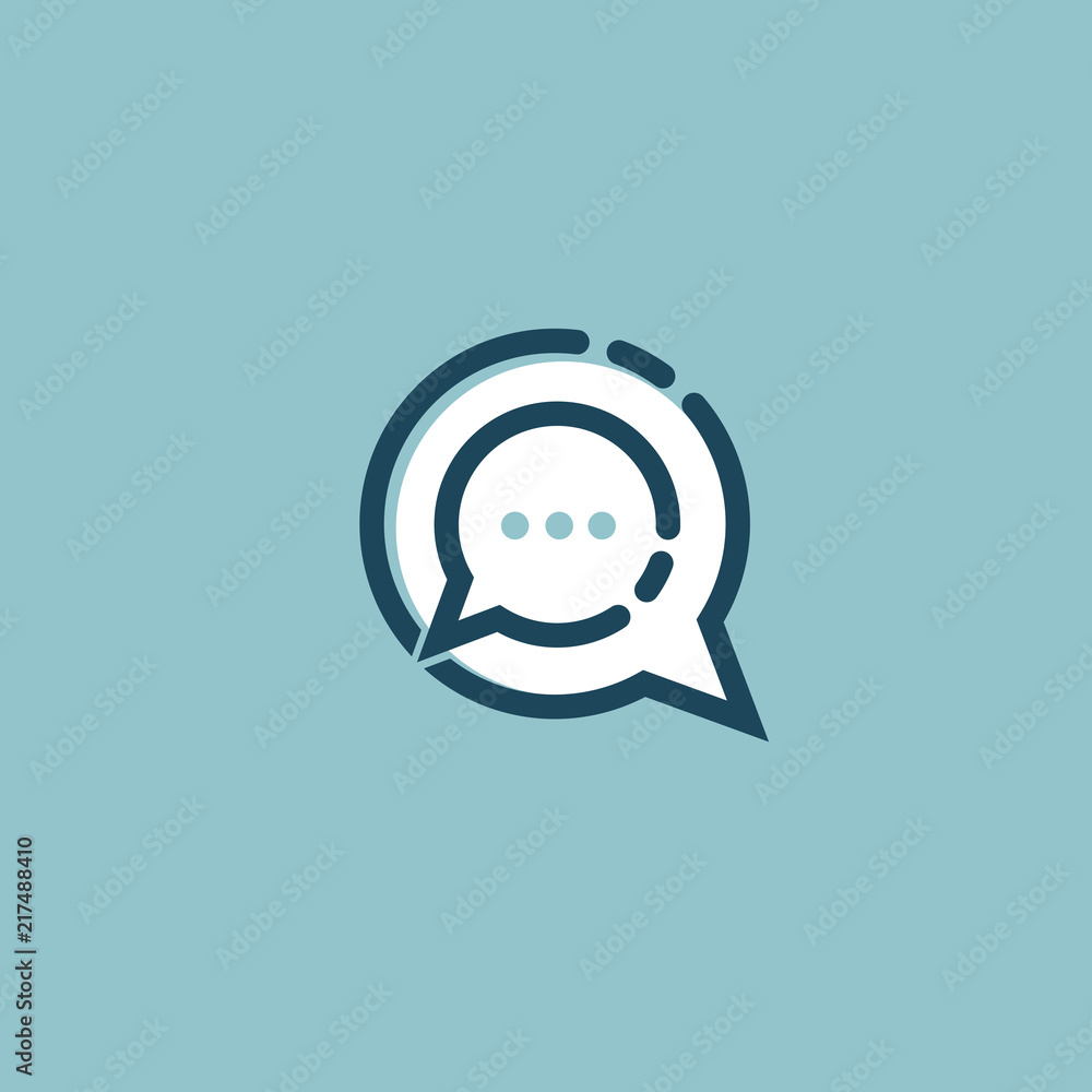 Fototapeta premium Logo concept of chat, media, soft, dialogue script, popup, spam, profile, software, communication, contact, social network. Support service, messenger