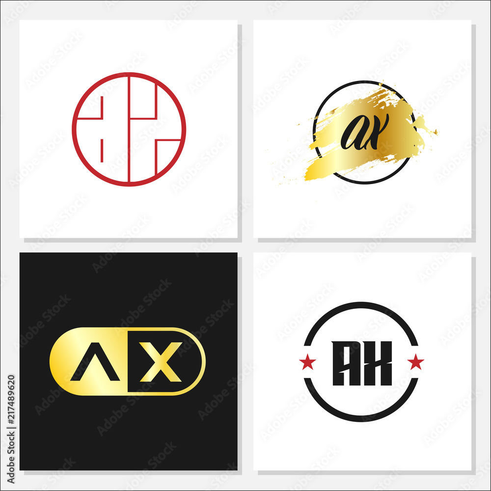 Initial Letter AX Logo Set